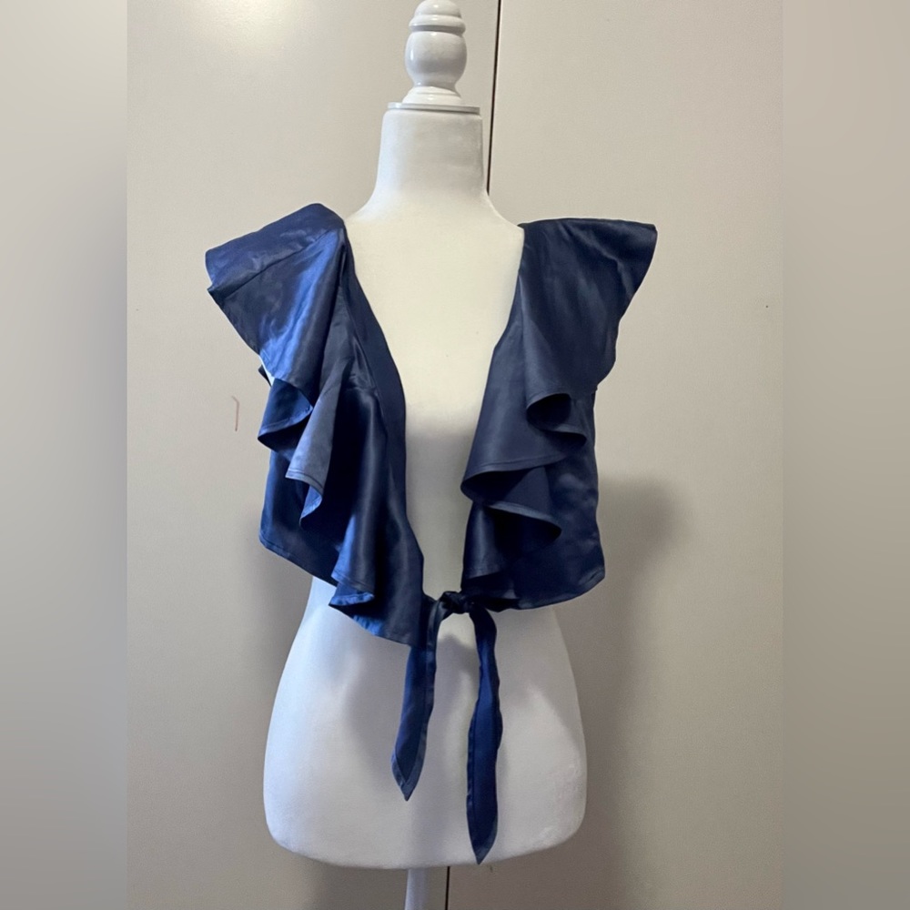 Beautiful silk top/cover up royal blue to style in many ways!
